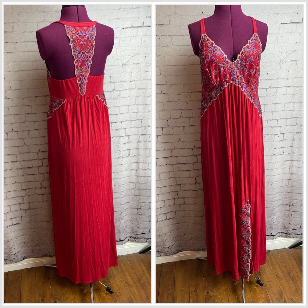 Soma Red Chemise with Purple Lace